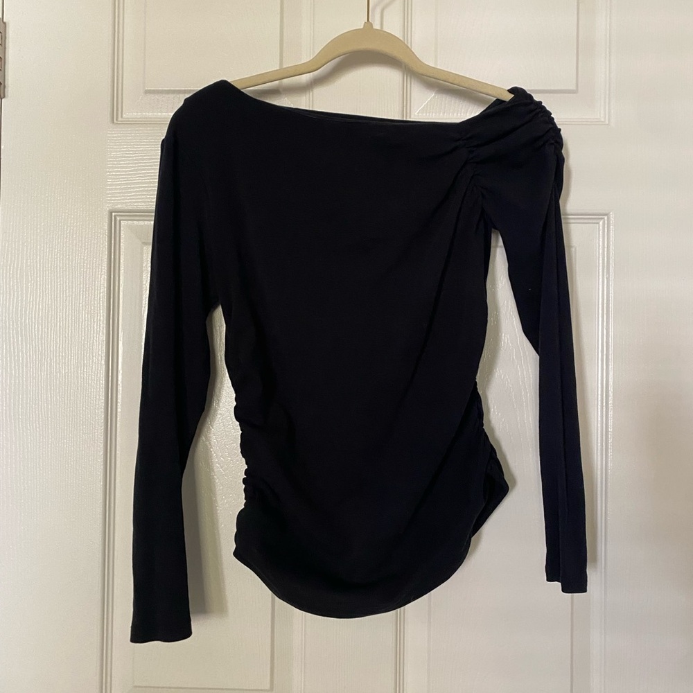 ZARA Ivory One Shoulder Long Sleeve with Rouched Detailing